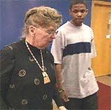 Pat Bolanos with student